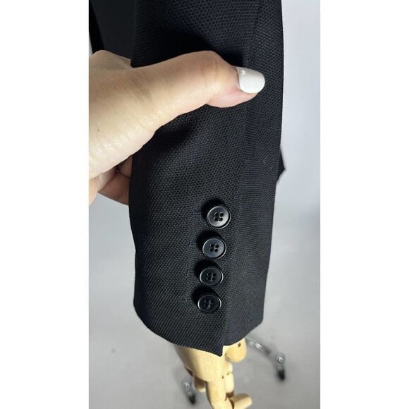 Helmut Lang Women's Black Peak Lapel Blazer Jacket Size 10 Button Lined - Picture 13 of 16